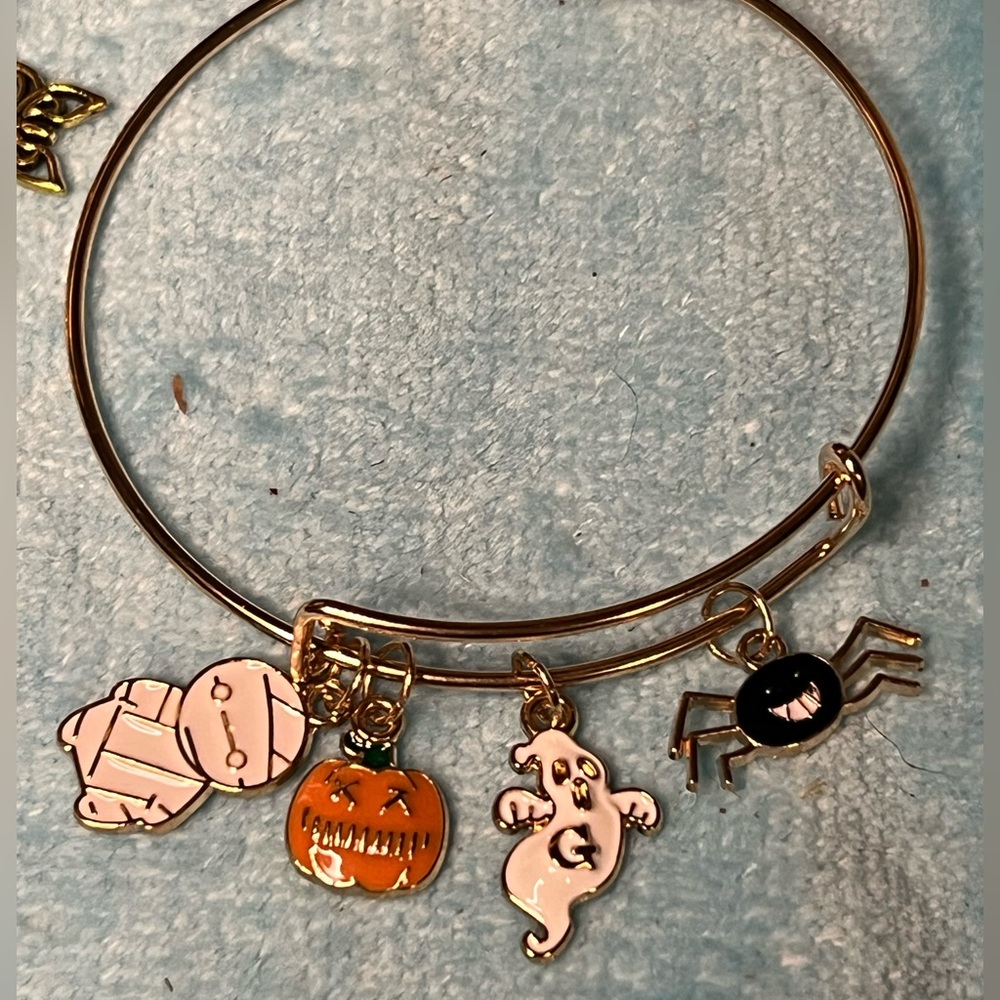 Halloween Charm Bracelet with Ghost and Pumpkin